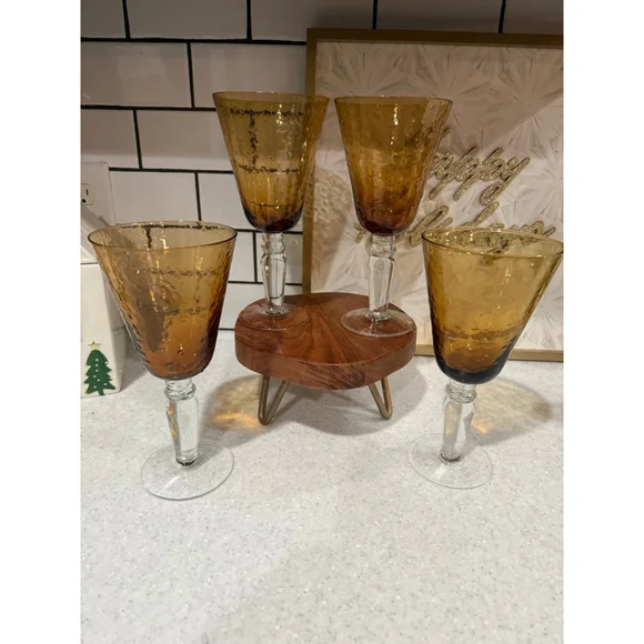 Vintage Artland Iris Amber Water Goblets - Picture 6 of 6